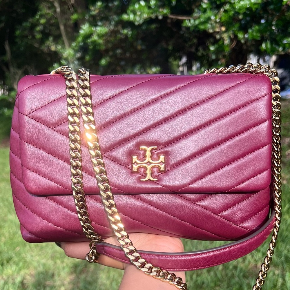 Tory Burch Quilted Burgundy Shoulder Bag